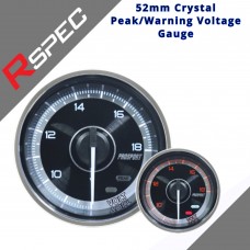 R-SPEC 52mm Crystal Peak/Warning Voltage Gauge Car Gauge